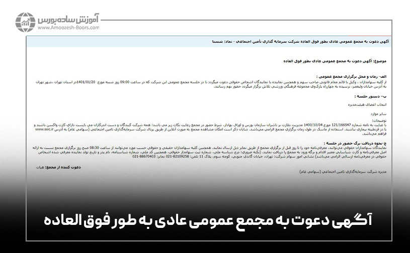 چه تصمیماتی در مجمع عمومی عادی به طور فوق العاده گرفته می شود؟